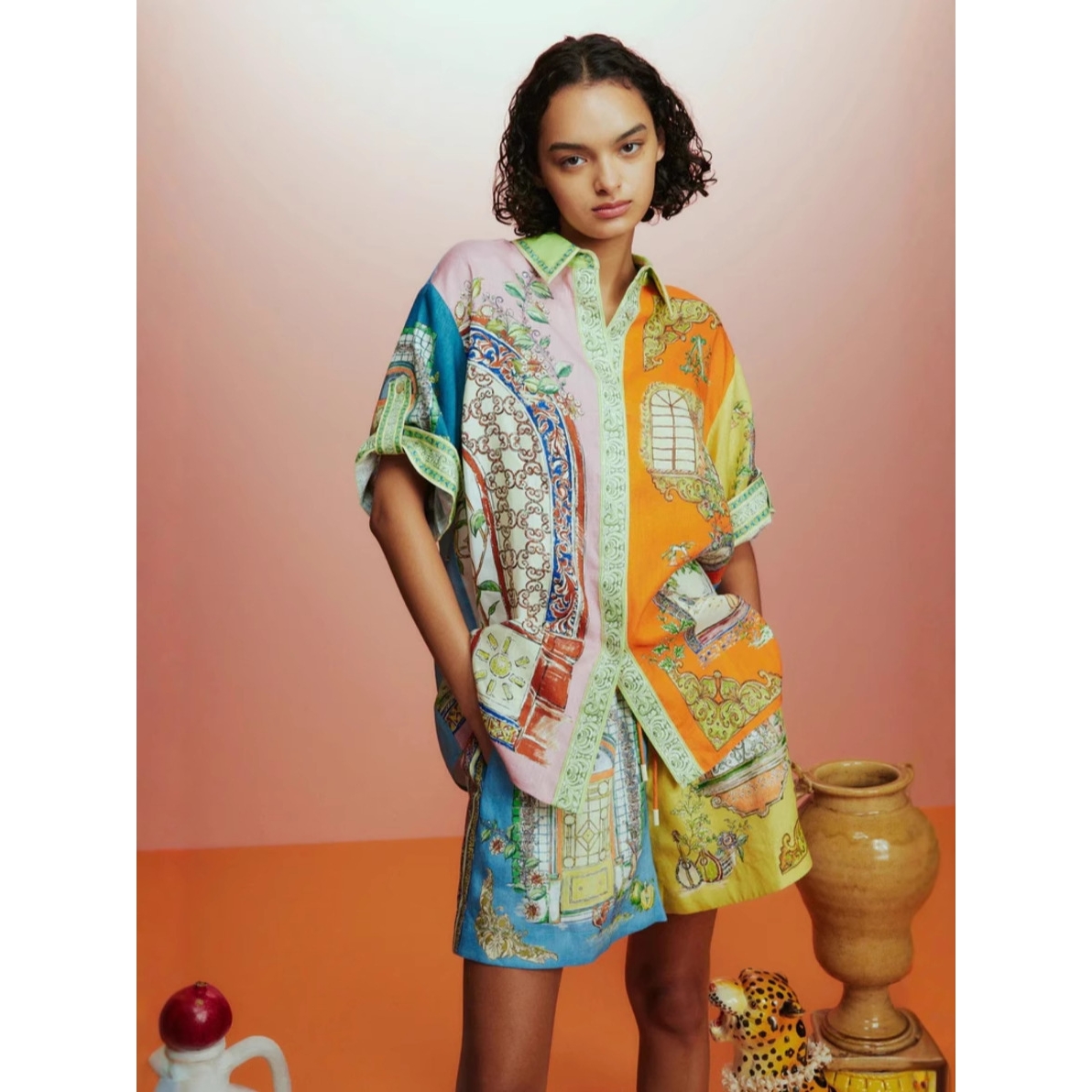 Ethnic Fashion Wear - 2024 Fashionable Printed Knot-Tied Color Block