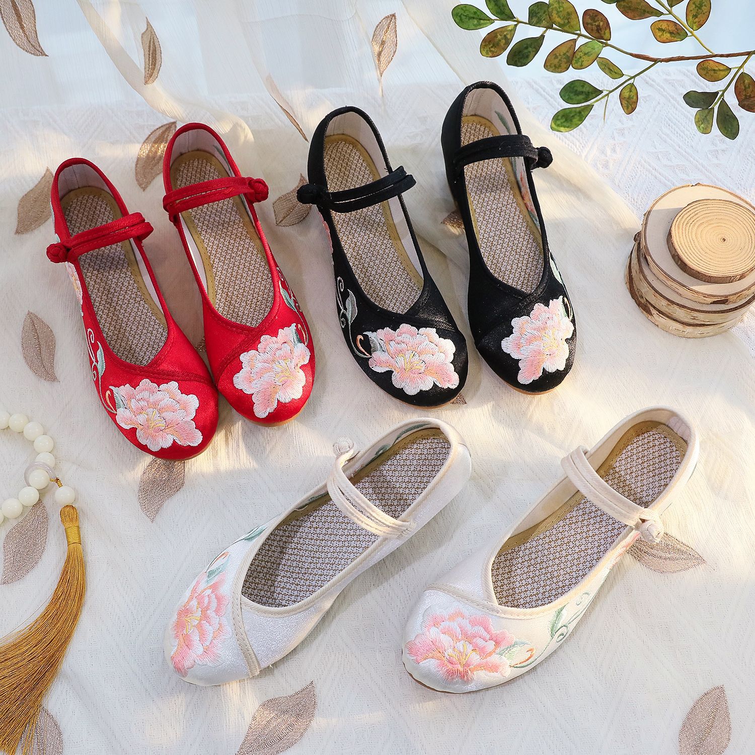 Ethnic Style - Size 34-40 Block Heel Cheongsam Hanfu