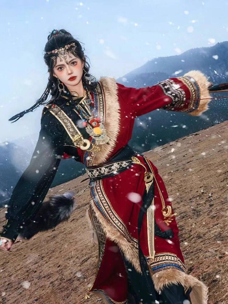 Ethnic Style - New Tibetan robe Tibet brigade shot