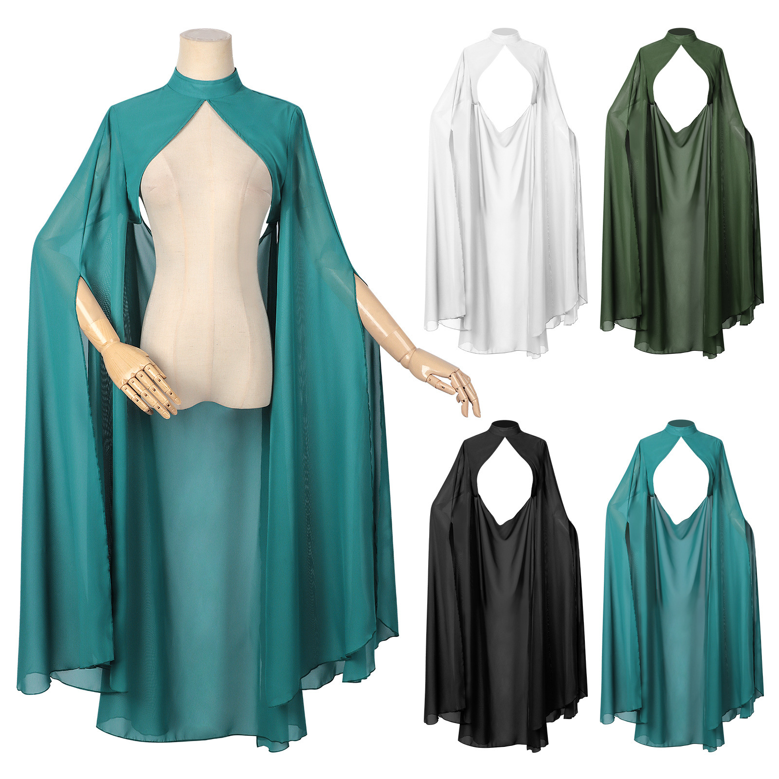 Ethnic Fashion Wear - Ladies Green Chiffon Shawl Gothic Style