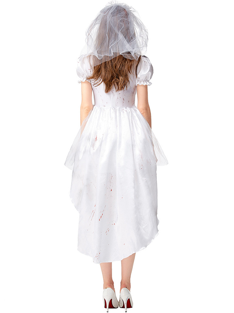 Ethnic Wear Fashion Brand - Halloween White Ghost Bride Costume Blood