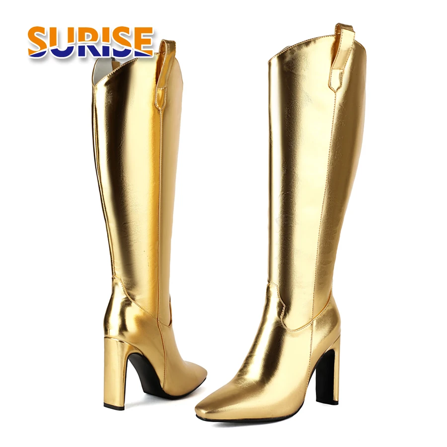 Ethnic Fabric - Gold Silver Metallic Western Knee High