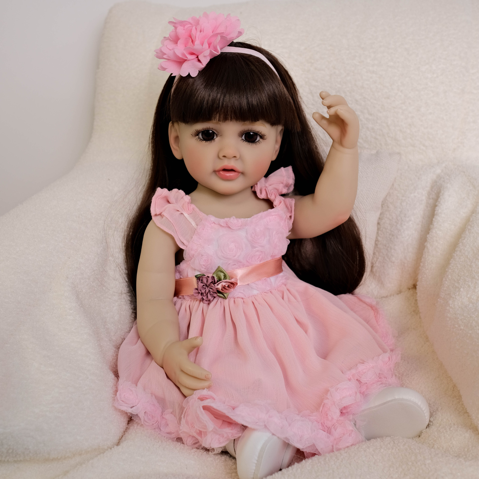 Cute 55 cm Long Hair Pink Girl - Kids Ethnic Fashion บทวิจารณ์และราคา