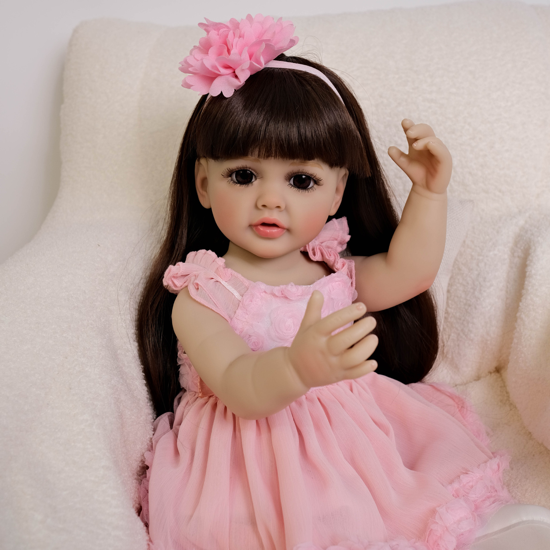 Cute 55 cm Long Hair Pink Girl - Kids Ethnic Fashion บทวิจารณ์และราคา
