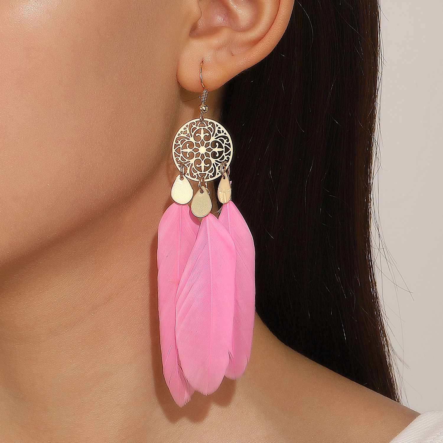 Exotic Bohemian Pink Feather T - Ethnic Fashion Trend บทวิจารณ์และราคา