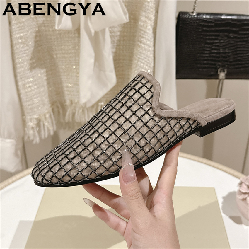 Shiny Lace Mesh Round Toe Flat - Ethnic Fashion For Women บทวิจารณ์และราคา