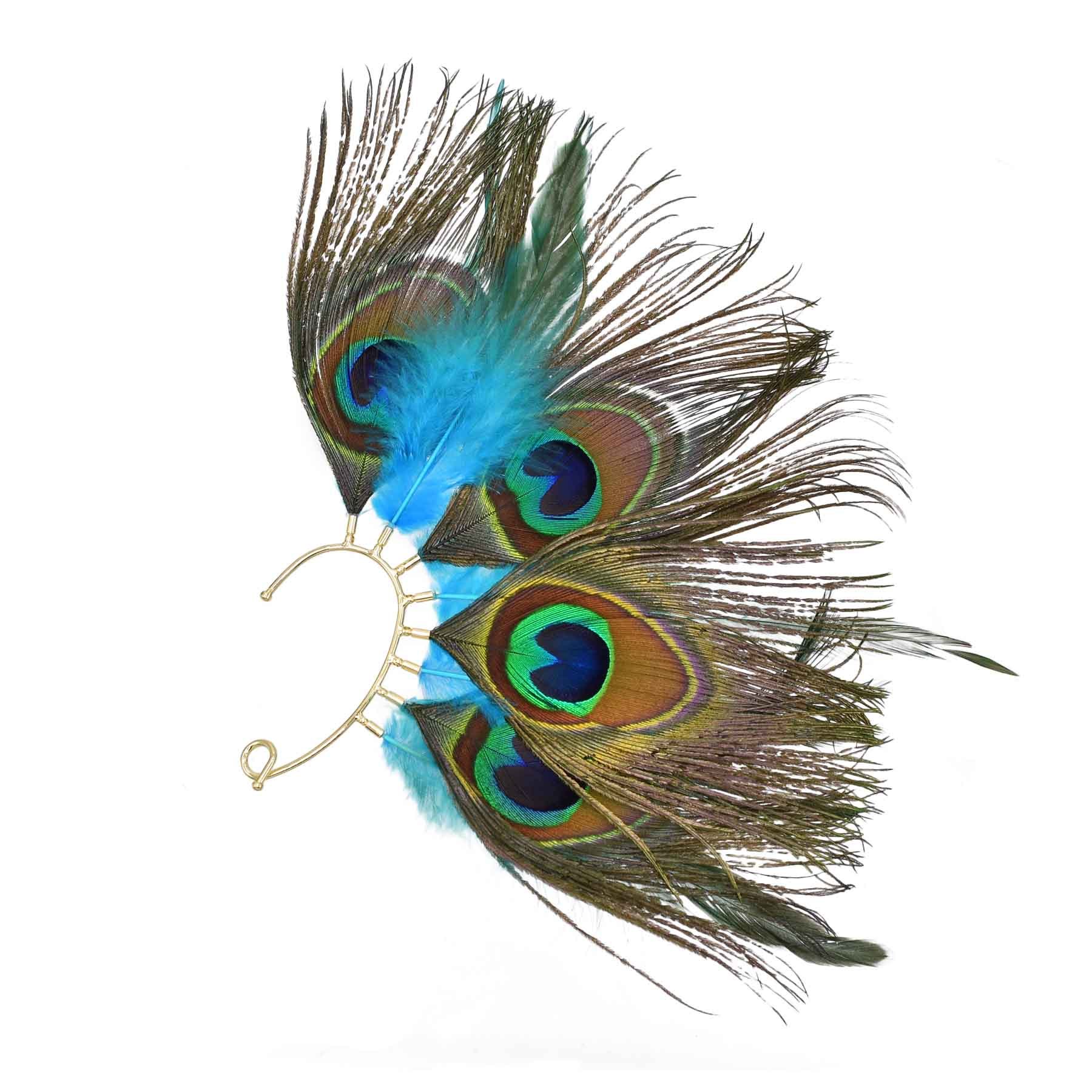 Peacock Feathers Women Ear Cuf - Ethnic Indian Fashion บทวิจารณ์และราคา