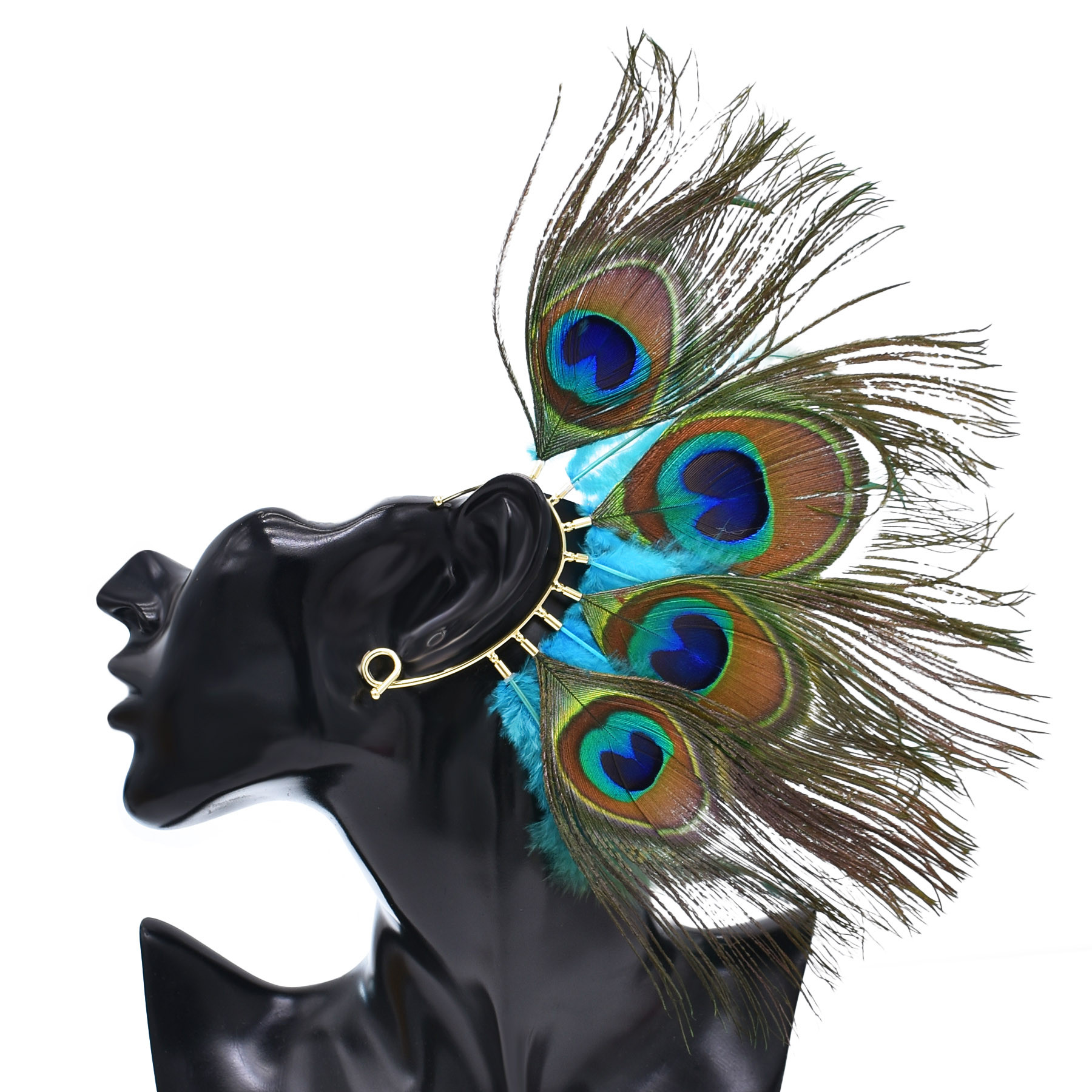 Peacock Feathers Women Ear Cuf - Ethnic Indian Fashion บทวิจารณ์และราคา