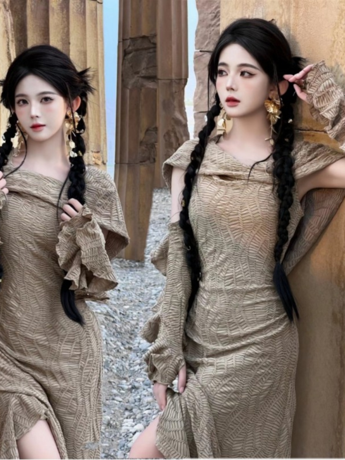 Desert  Themed Long Dress Wome - Ethnic Clothing & Online Fashion Store Khaadi Uk บทวิจารณ์และราคา
