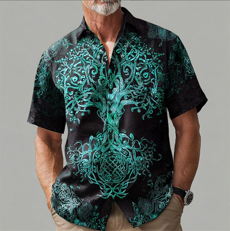 Vintage Men's Shirt Short Slee - Ethnic Fashion World บทวิจารณ์และราคา