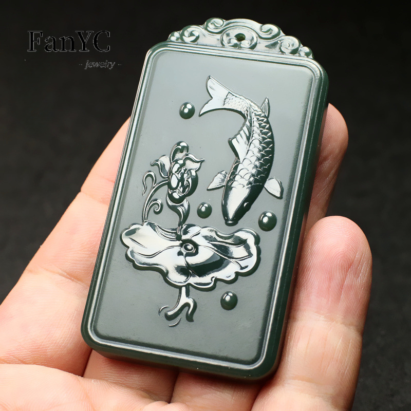 Natural Hetian Jade Qingyu Gua - Ethnic Fashion Men บทวิจารณ์และราคา