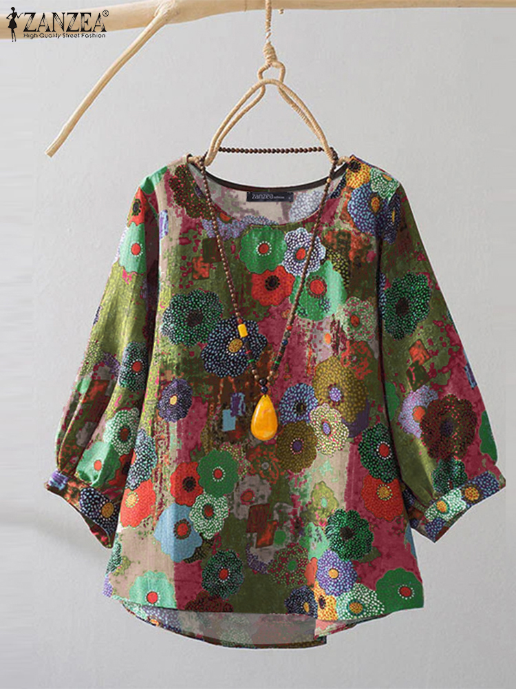 Plus Size Blouses ZANZEA Women - Ethnic Fabric บทวิจารณ์และราคา