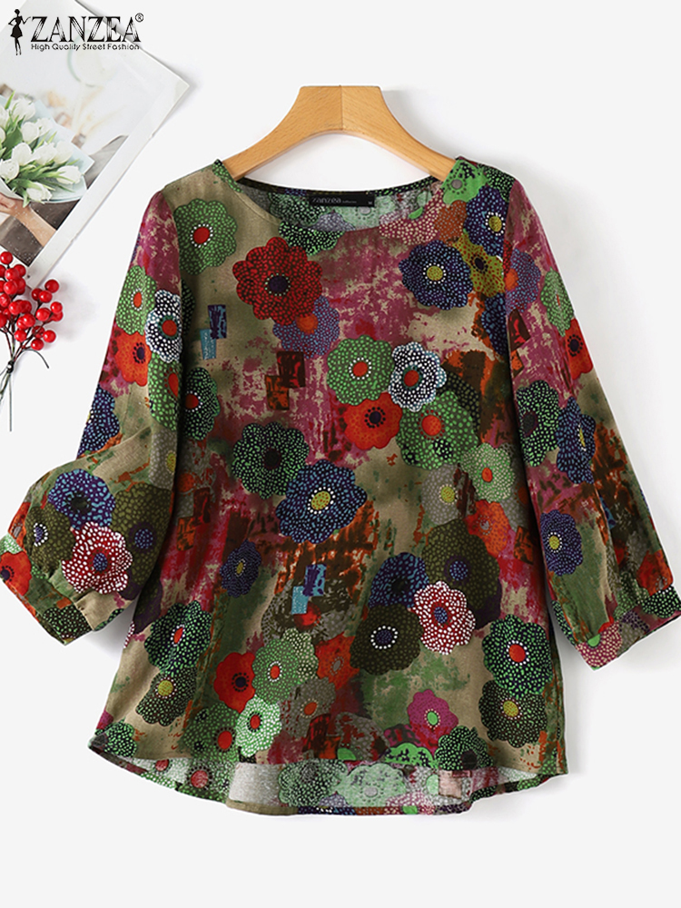 Plus Size Blouses ZANZEA Women - Ethnic Fabric บทวิจารณ์และราคา