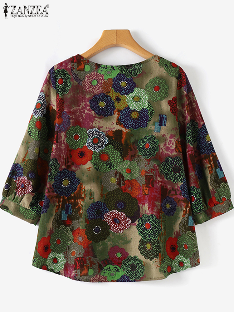 Plus Size Blouses ZANZEA Women - Ethnic Fabric บทวิจารณ์และราคา