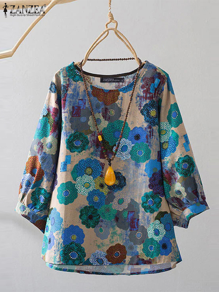 Plus Size Blouses ZANZEA Women - Ethnic Fabric บทวิจารณ์และราคา