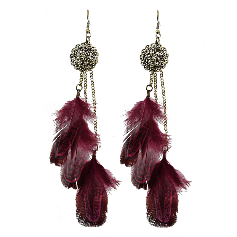 Bohemian Feather Earrings For  - Ethnic Indian Fashion บทวิจารณ์และราคา