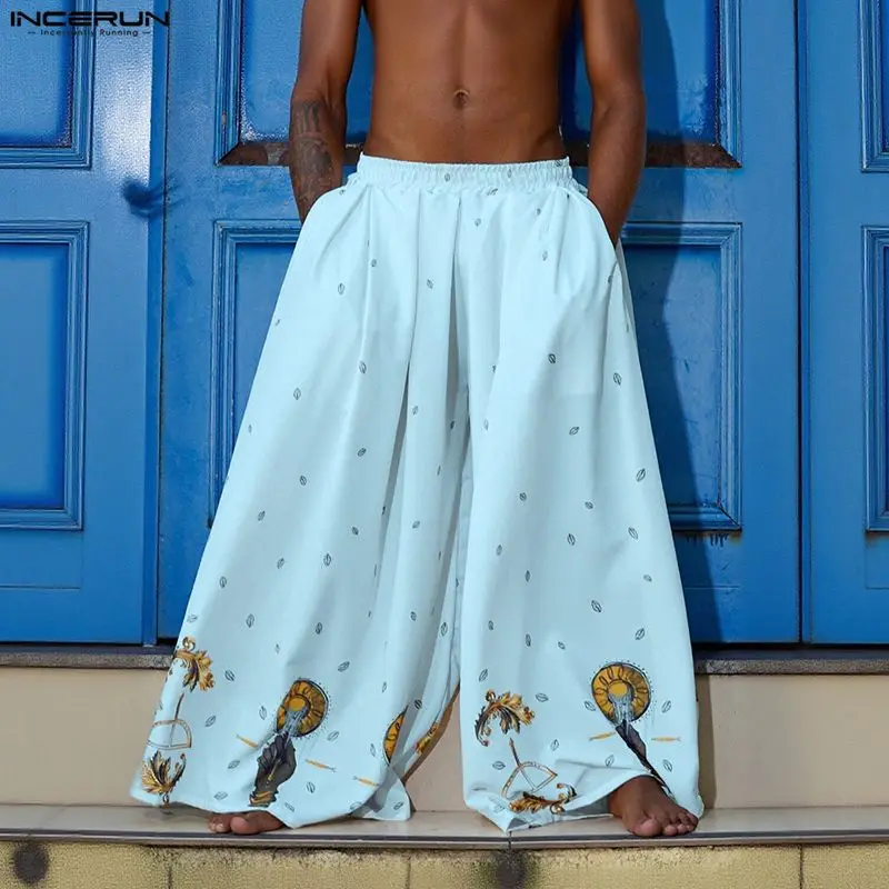 INCERUN Men Wide Leg Pants Pri - Ethnic Fashion Men บทวิจารณ์และราคา
