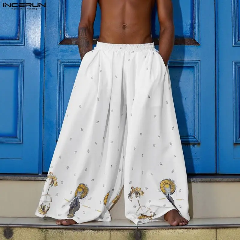 INCERUN Men Wide Leg Pants Pri - Ethnic Fashion Men บทวิจารณ์และราคา