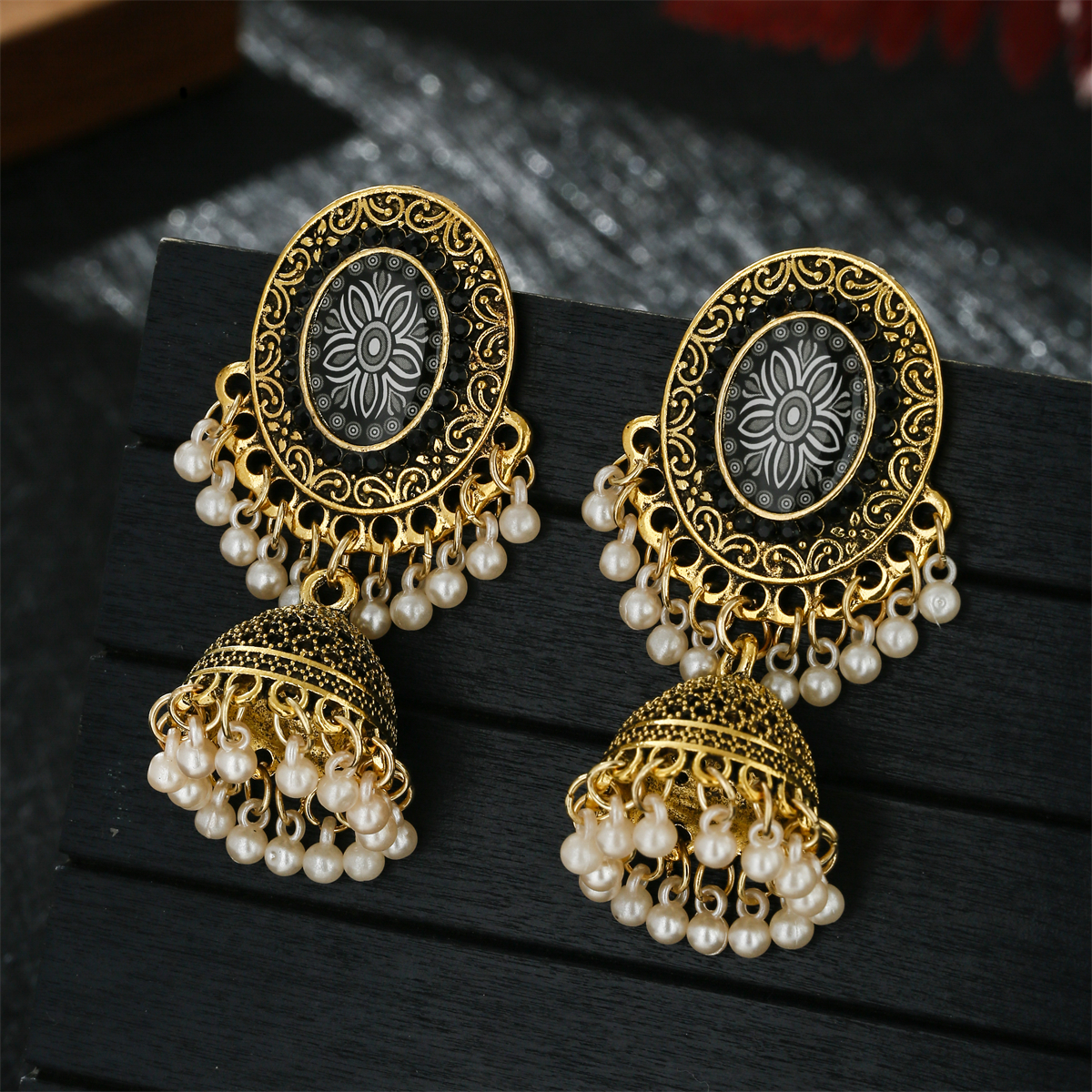 Classic Ethnic Red Flower Jhum - Ethnic Indian Fashion บทวิจารณ์และราคา