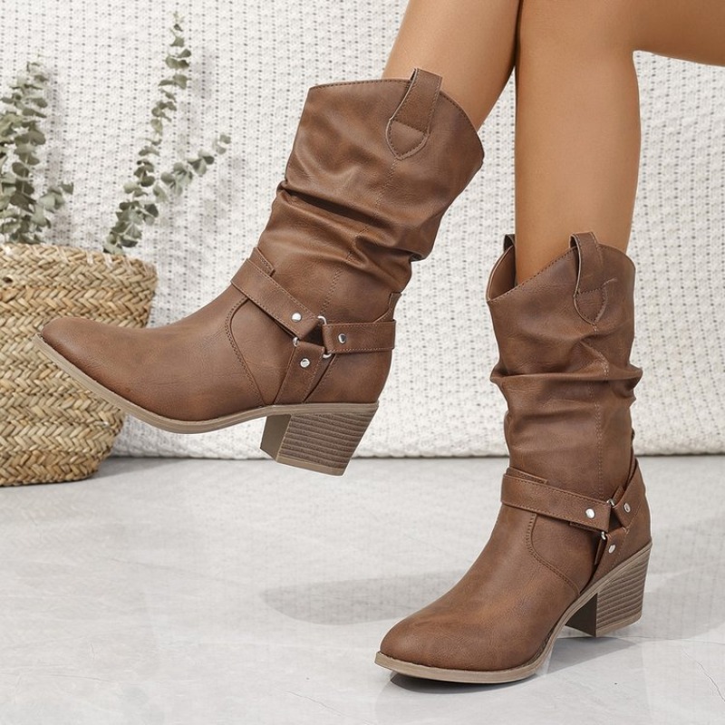 Womens Mid-Calf Boots Retro St - Ethnic Fashion For Women บทวิจารณ์และราคา