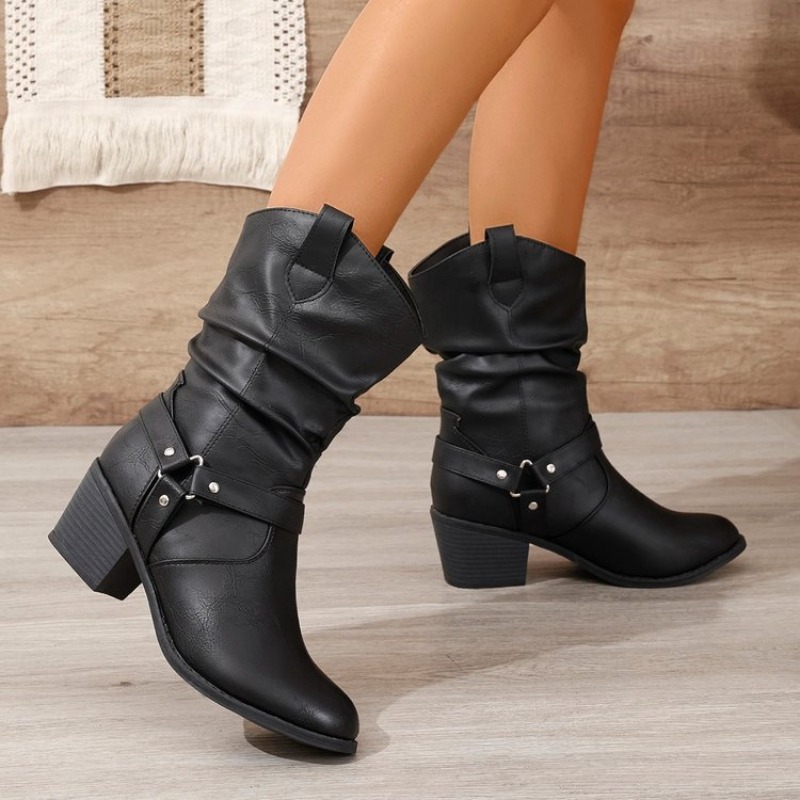 Womens Mid-Calf Boots Retro St - Ethnic Fashion For Women บทวิจารณ์และราคา