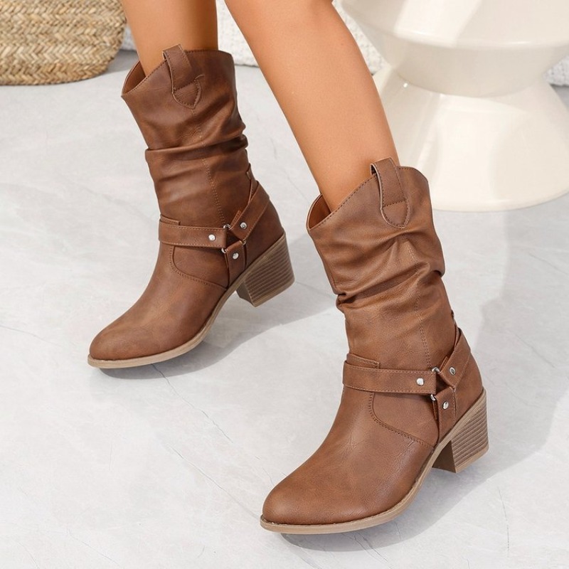 Womens Mid-Calf Boots Retro St - Ethnic Fashion For Women บทวิจารณ์และราคา