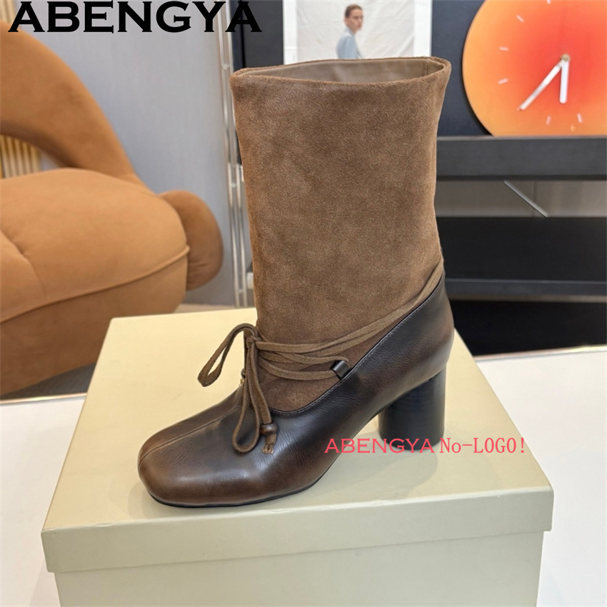 ABENGYA Chunky Heel Mid Calf B - Ethnic Fashion Week บทวิจารณ์และราคา