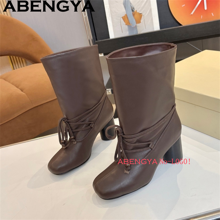 ABENGYA Chunky Heel Mid Calf B - Ethnic Fashion Week บทวิจารณ์และราคา