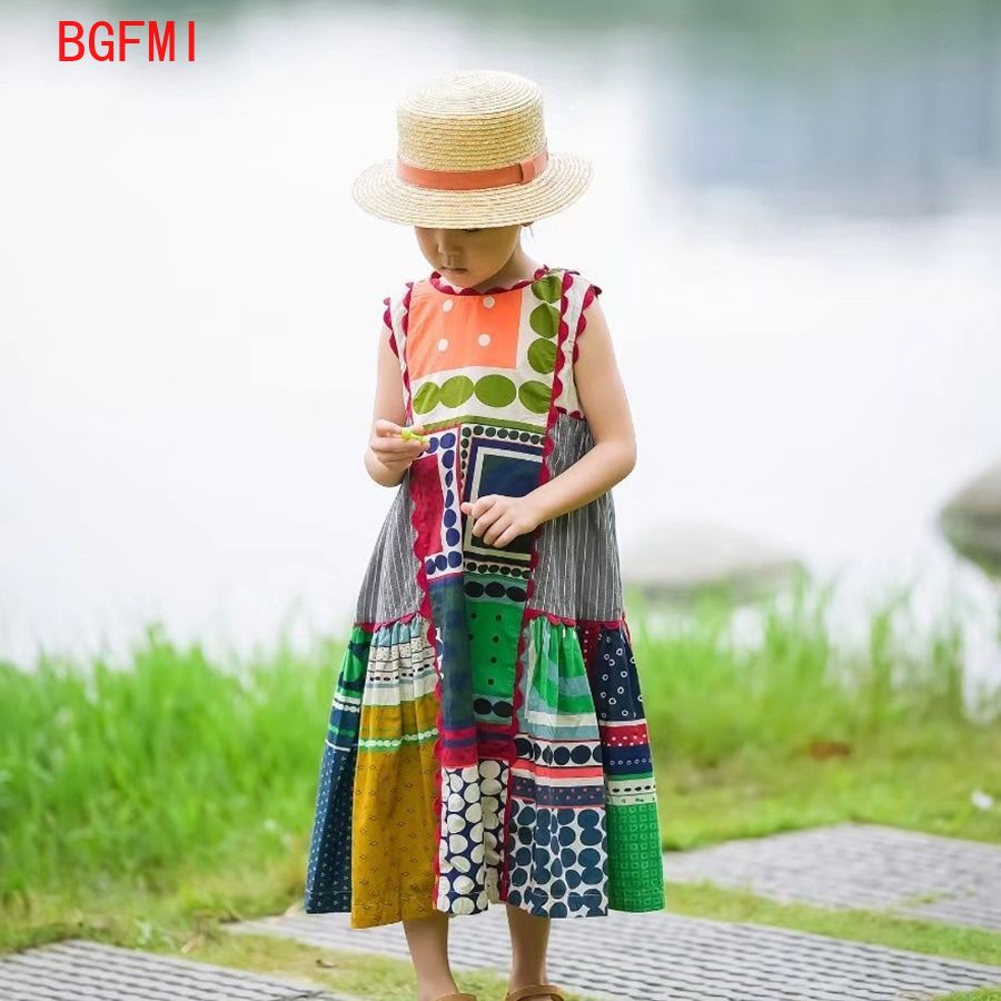 Kids Girls' Retro Dress 1-10Y  - Kids Ethnic Fashion บทวิจารณ์และราคา