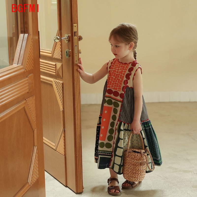 Kids Girls' Retro Dress 1-10Y  - Kids Ethnic Fashion บทวิจารณ์และราคา
